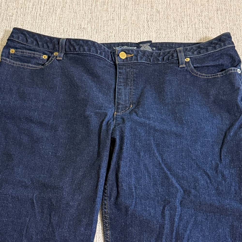Liz Claiborne Dark Wash Slim Straight Ankle Jeans 20WP Hepburn - Picture 7 of 14
